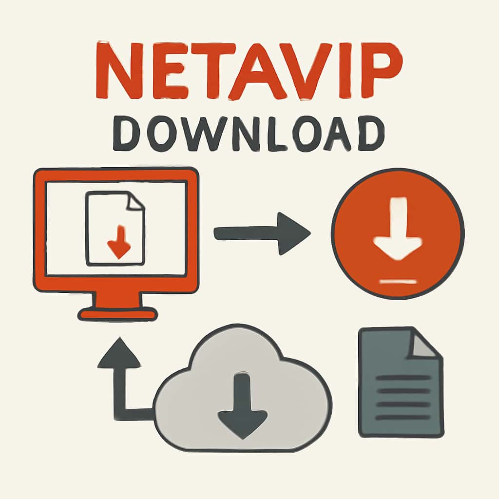 Illustration detailing steps for downloading the Netavip app.