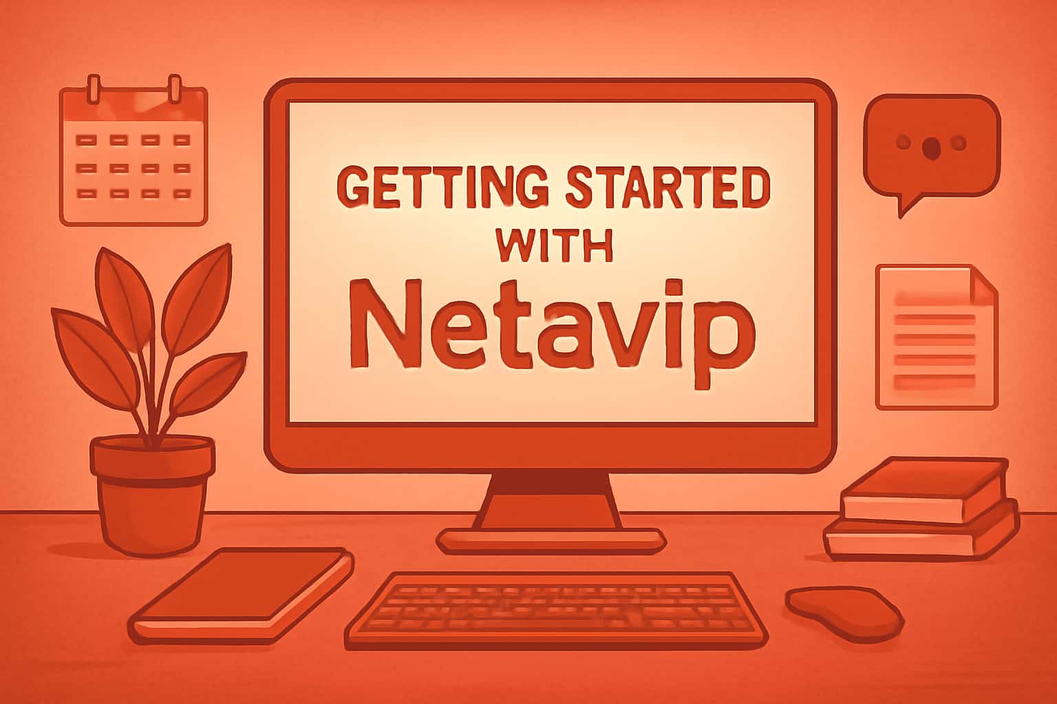 A graphic illustrating the starting process for the Netavip app.