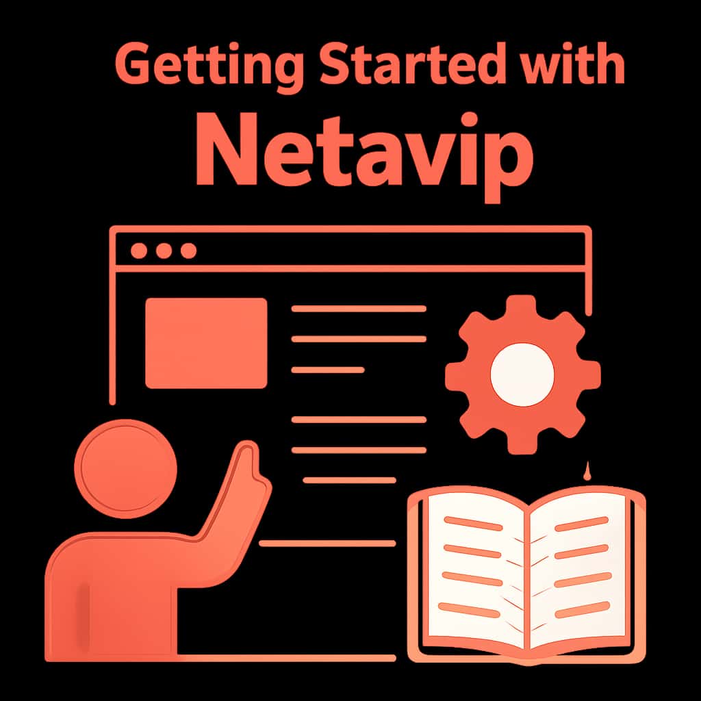 Illustration showing installation steps for the Netavip app.