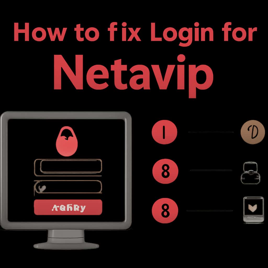 An educational illustration explaining steps to fix Netavip login problems.