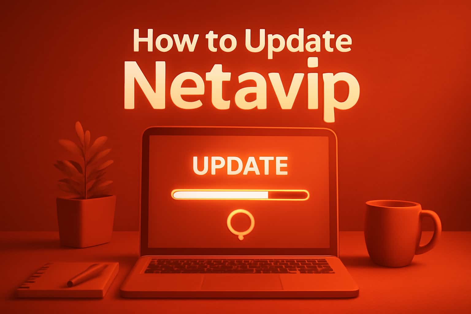 An informative scene focused on updating the Netavip application.