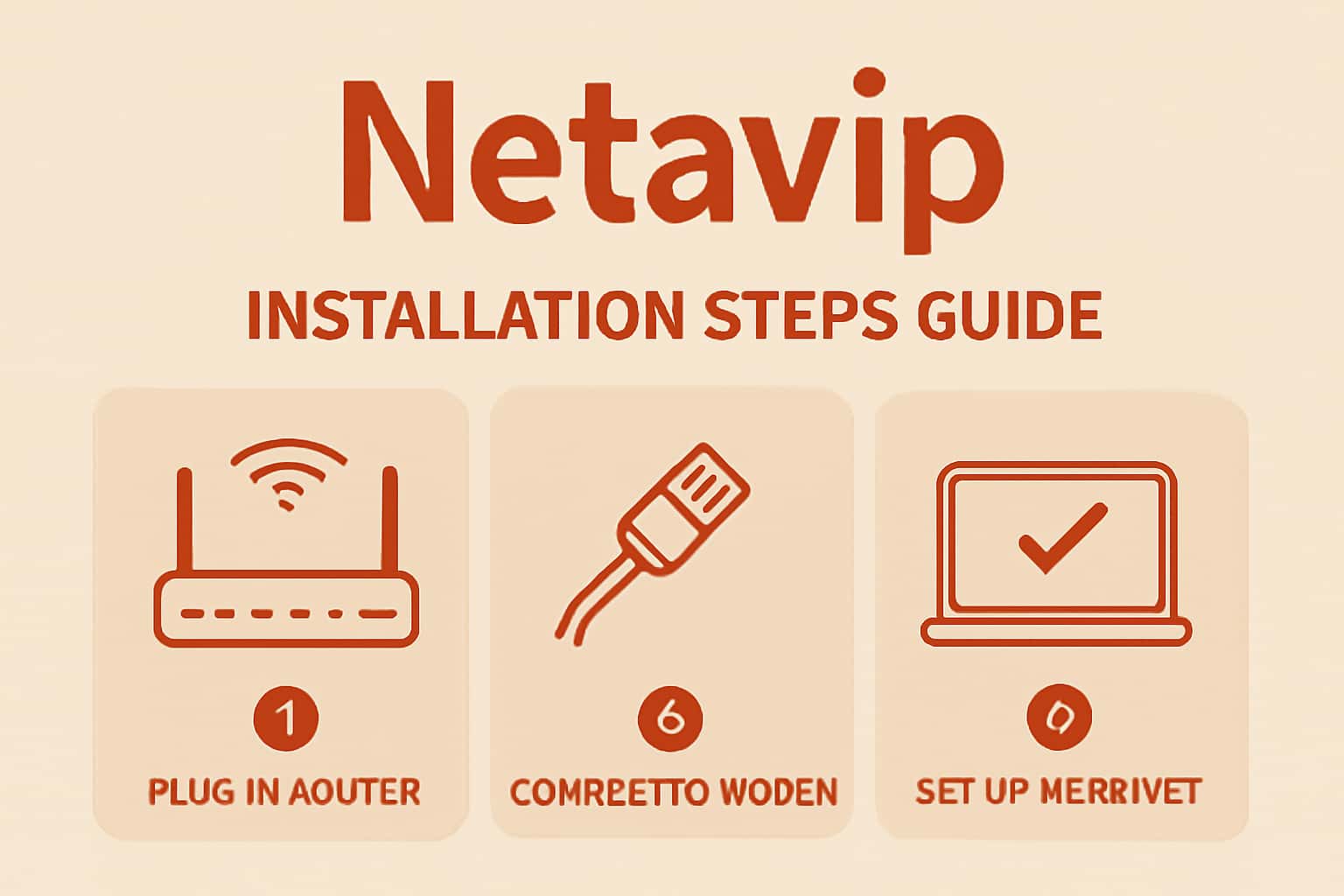 An informative scene illustrating the installation steps for the Netavip app, with clear text.