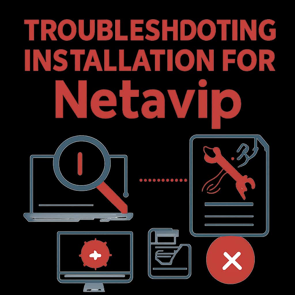 Diagram illustrating troubleshooting installation steps for Netavip.